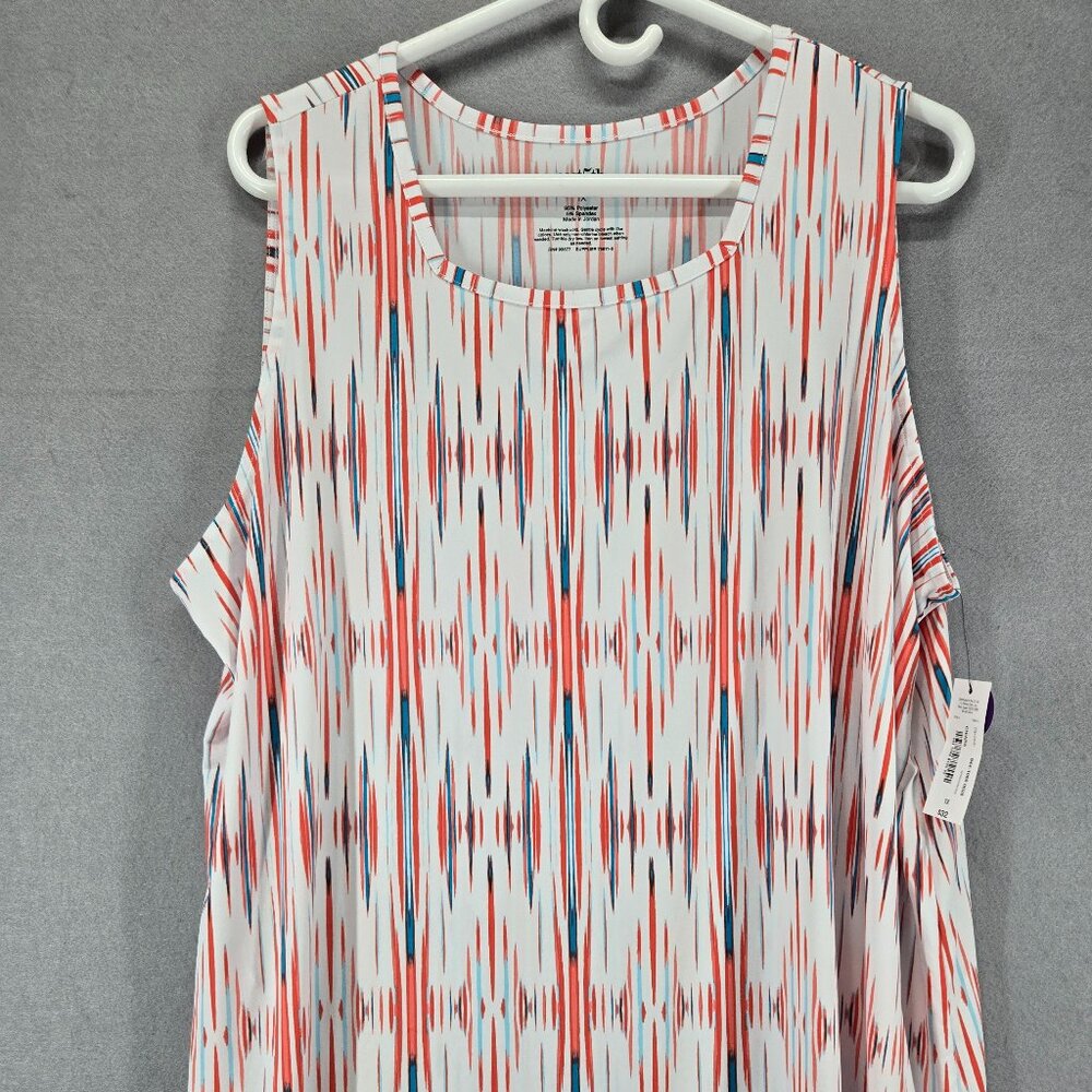 East 5th Women's Plus Size Tank Top, Chiara Print, Orange/Blue Aztec, 1X, NWT